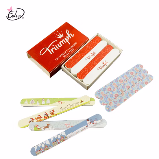 OEM Custom Logo Color Professioneller bunter langer Streifen-Maniküre-Nagelfeilen-Schwammpuffer