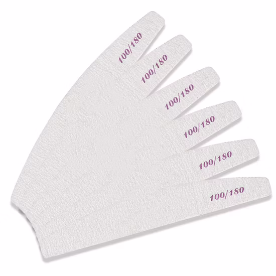 Hochwertiger 100/180 Schmirgel-Doppelseiten-Nagelfeilenpuffer in Halbmondform